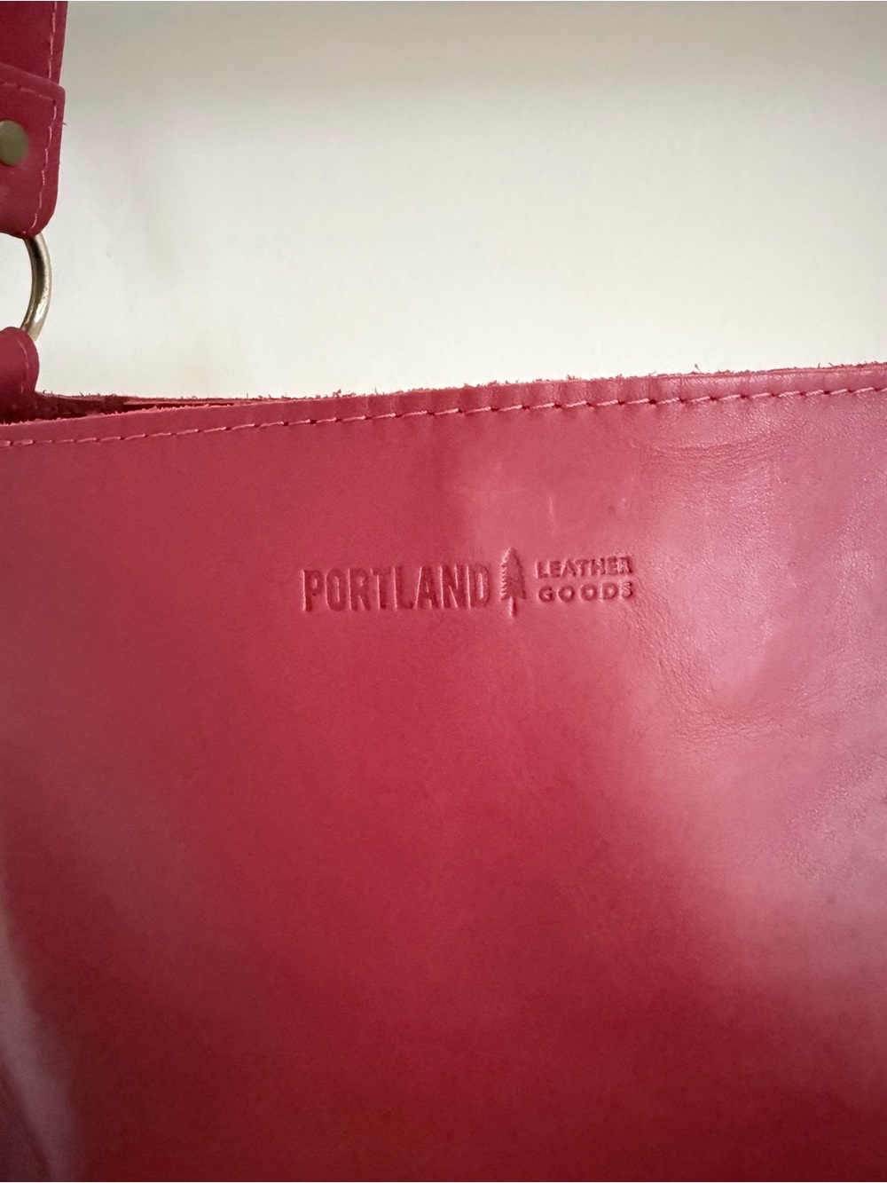 Portland Leather Red Triangle Bag - Picture 2 of 5